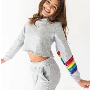 Lola + The Boys Gray Hoodie with Colorful Sleeve You are Amazing 10/12 Y